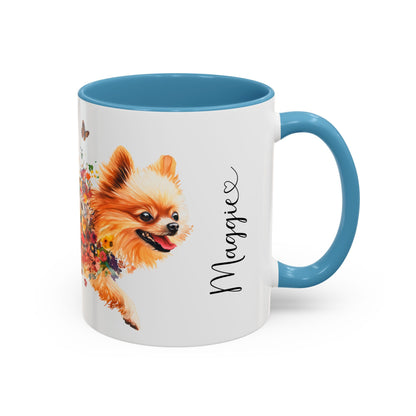 Pomeranian Personalized Colorful Accent Mugs, 11oz