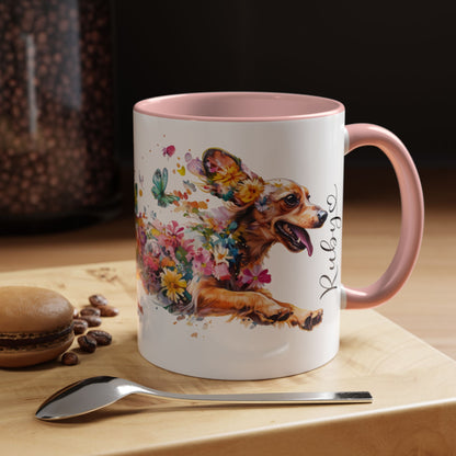 Dachshund Tan, running personalized colourful Mugs, 11oz