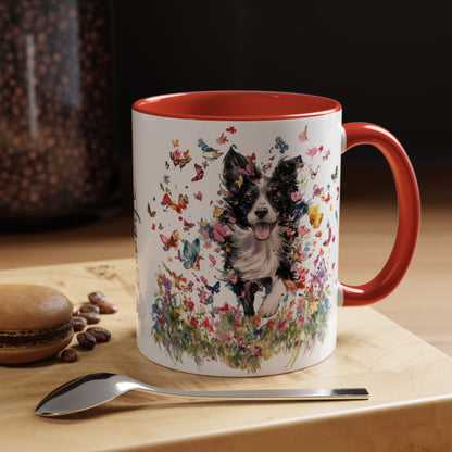 Border Collie #4 Personalized Accent Mugs, 11oz