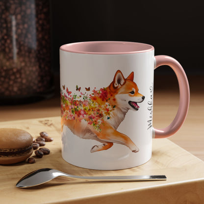 Shiba Inu Personalized Colorful Accent Mugs, 11oz