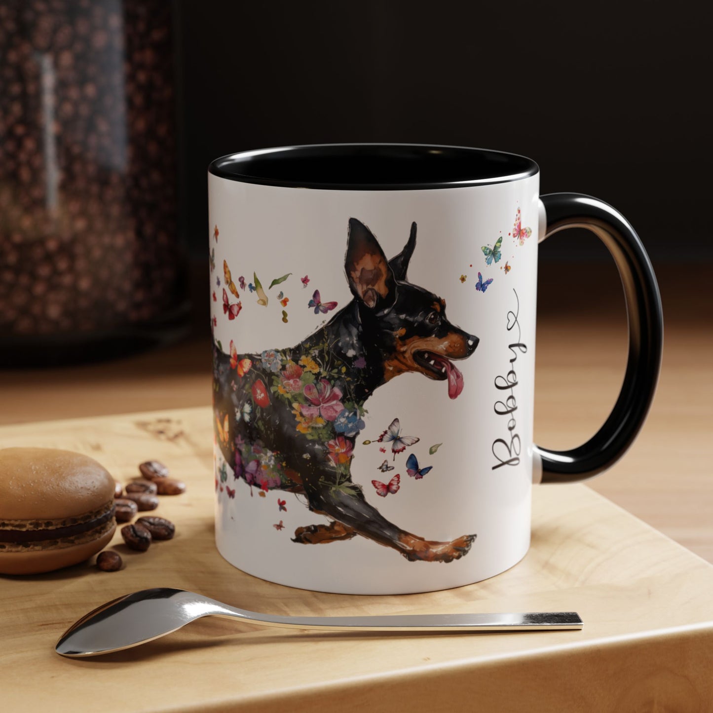 Miniature Pinscher Personalized Accent Mugs, 11oz
