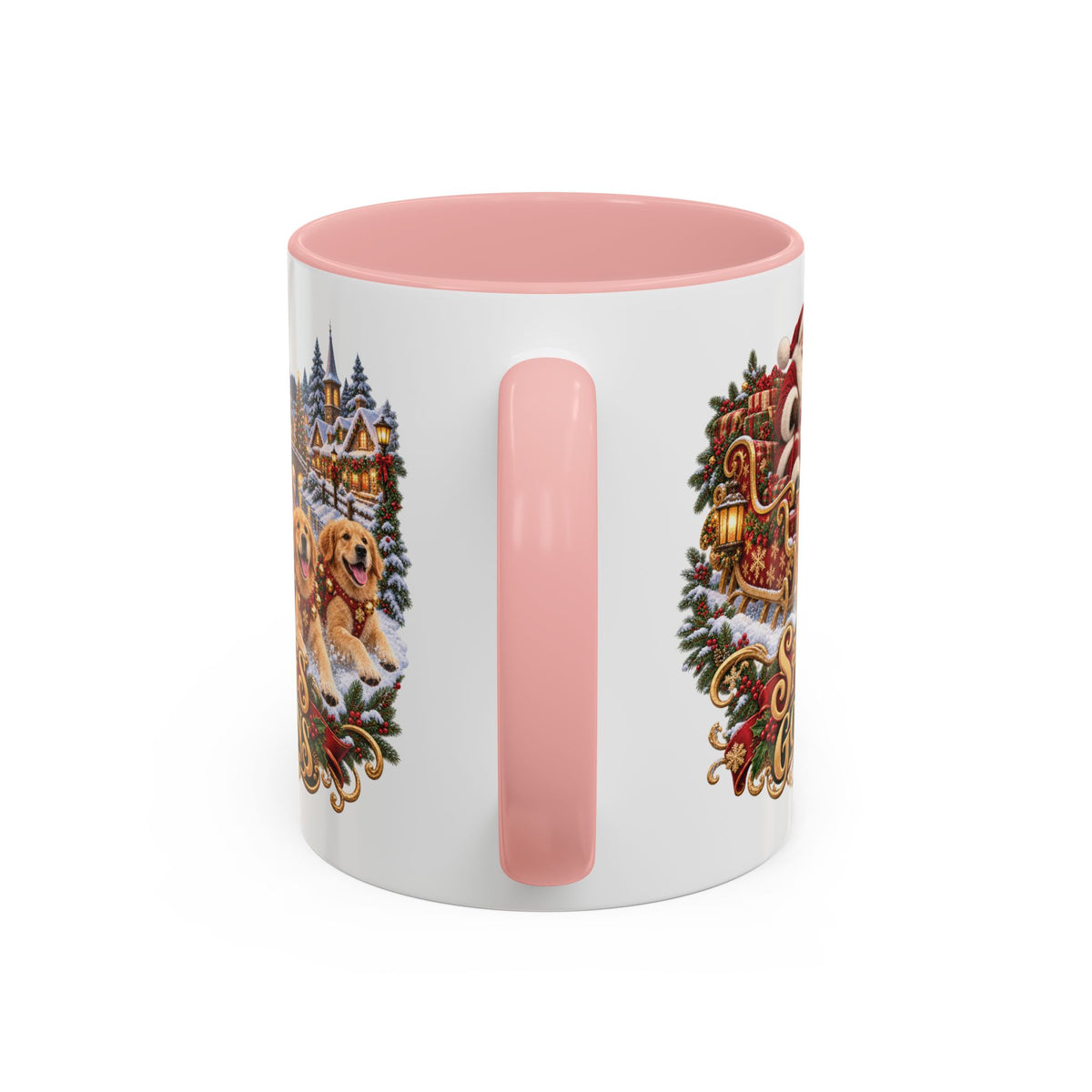Santa's Goldens, personalised accent colour 11oz mug
