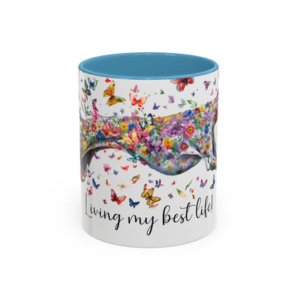 Greyhound #5 Living my best life, Accent Mugs, 11oz