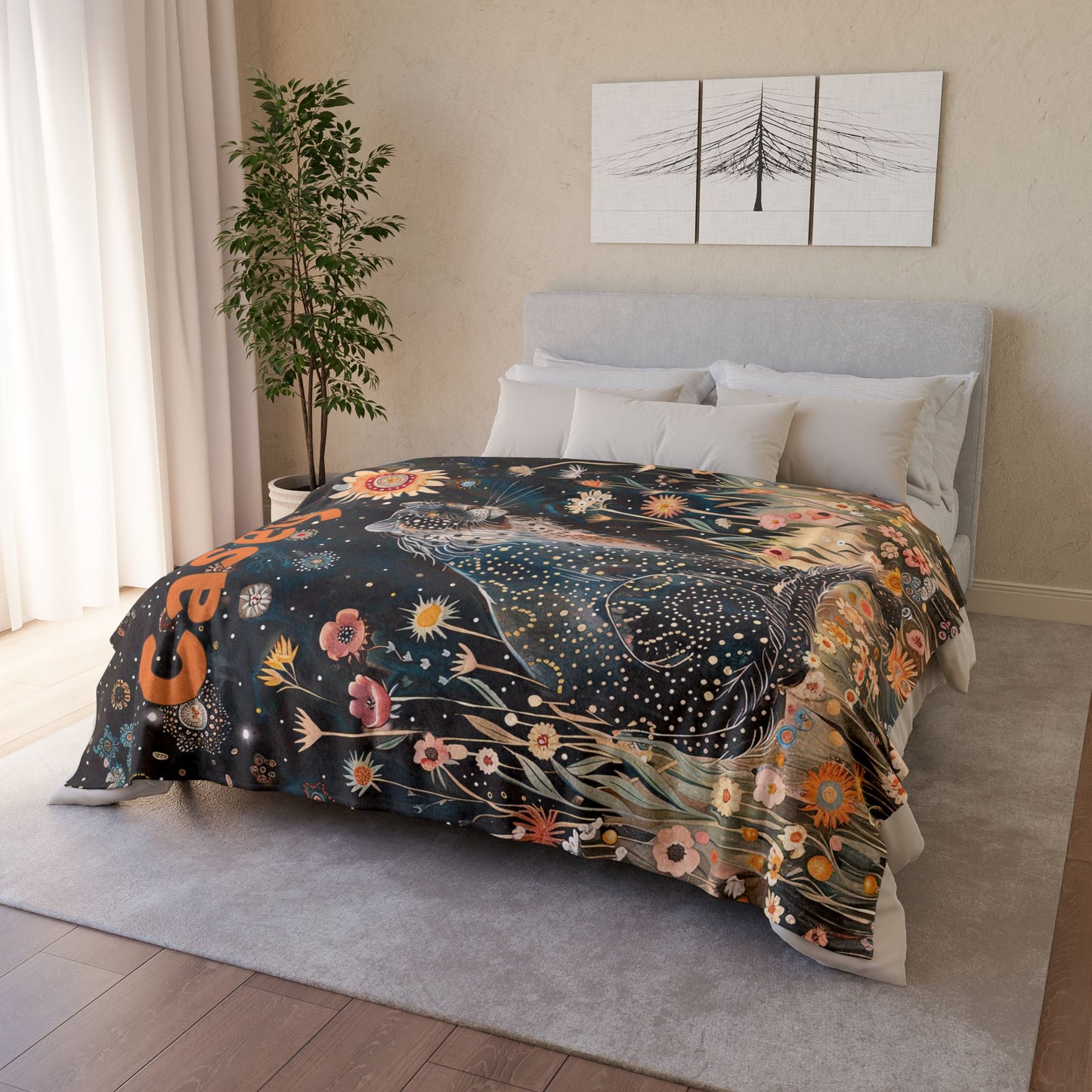 Black Panther Starry Night Personalised Soft Polyester Blanket