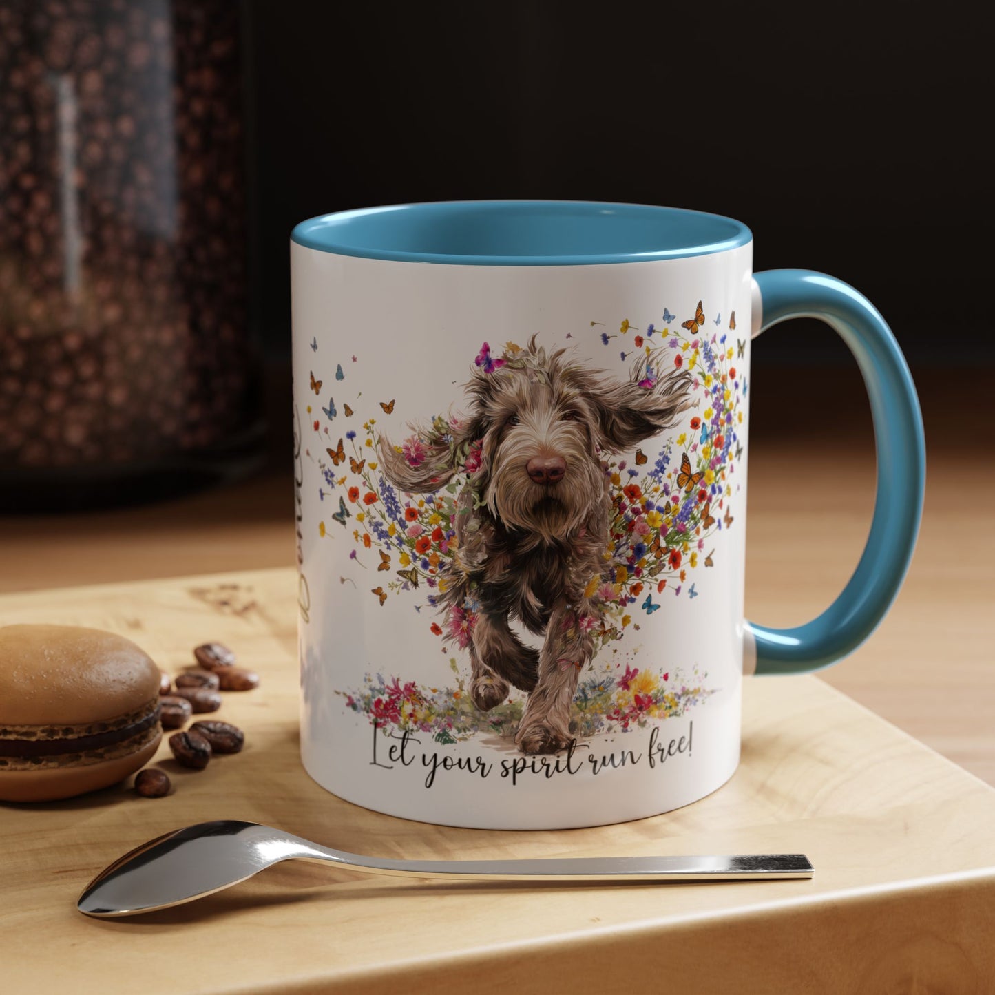 Spinone Italiano #2, Let your spirit run free, personalized colourful Mugs, 11oz