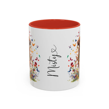 Red Golden Retriever Personalized Accent Mugs, 11oz