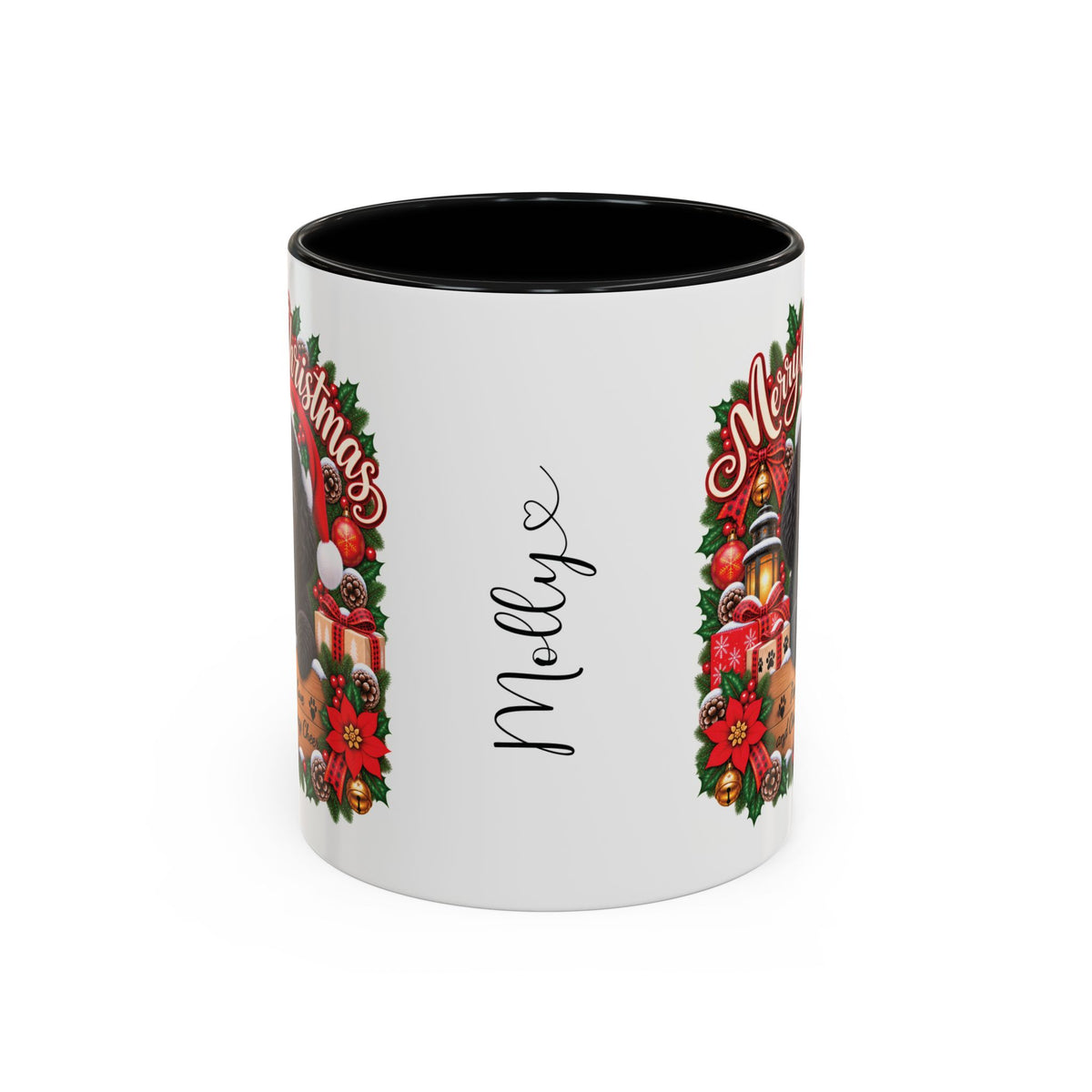 Poodle #2 Merry Christmas, personalised accent colour 11oz mug