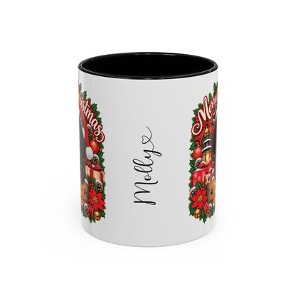 Poodle #2 Merry Christmas, personalised accent colour 11oz mug