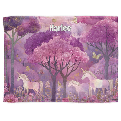 Unicorns Enchanted Forest, Personalised Meadow Blanket