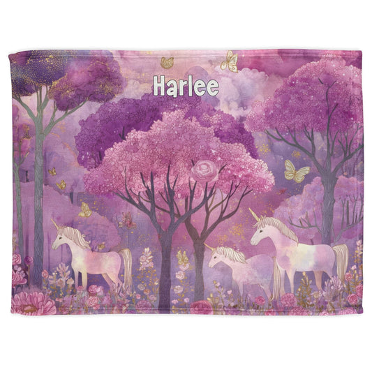 Unicorns Enchanted Forest, Personalised Meadow Blanket