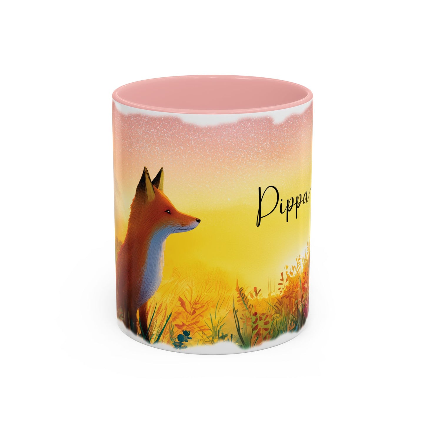 Fox Sunrise #1 Personalized Accent Mugs, 11oz