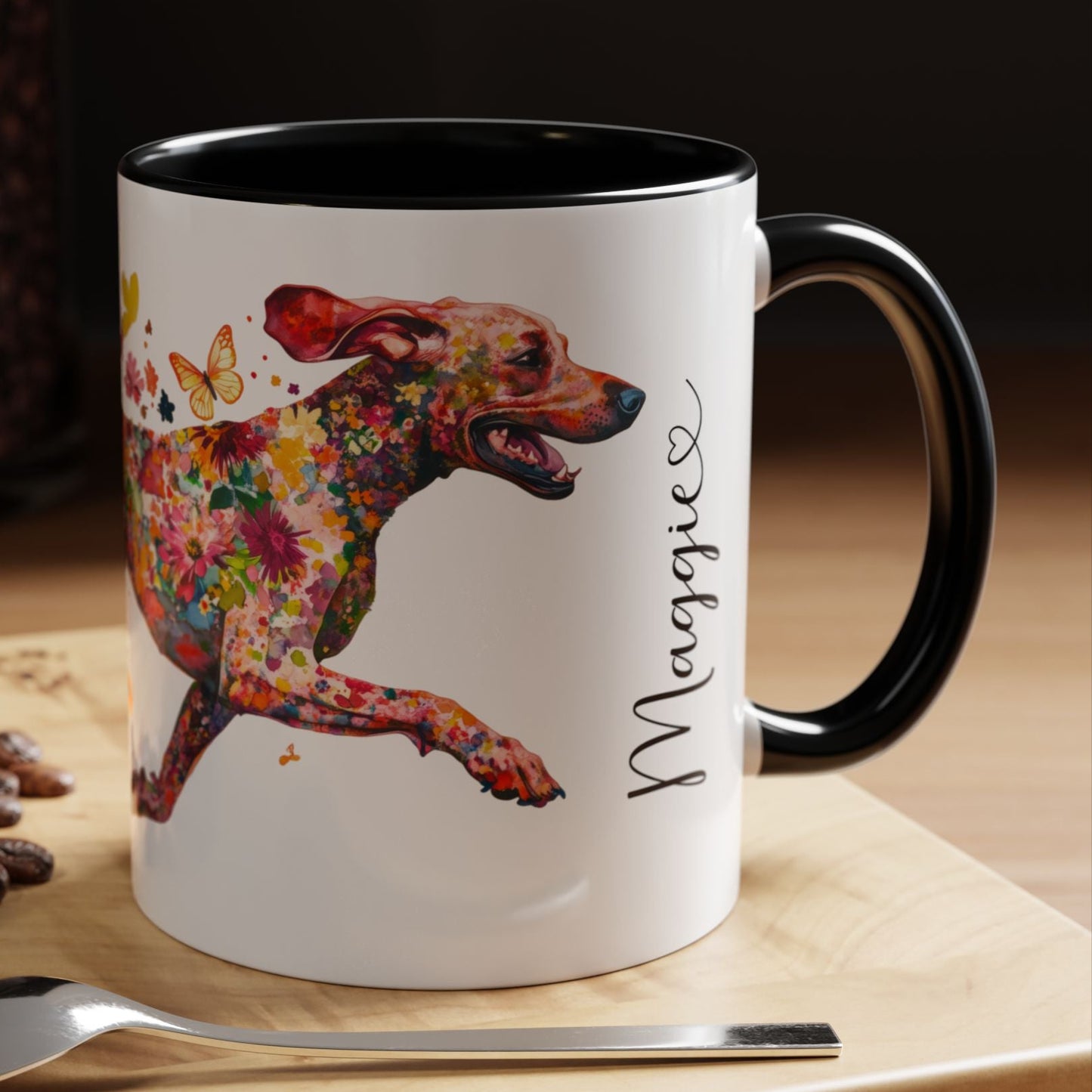 German Short Haired Pointer Personalized Colorful Accent Mugs, 11oz