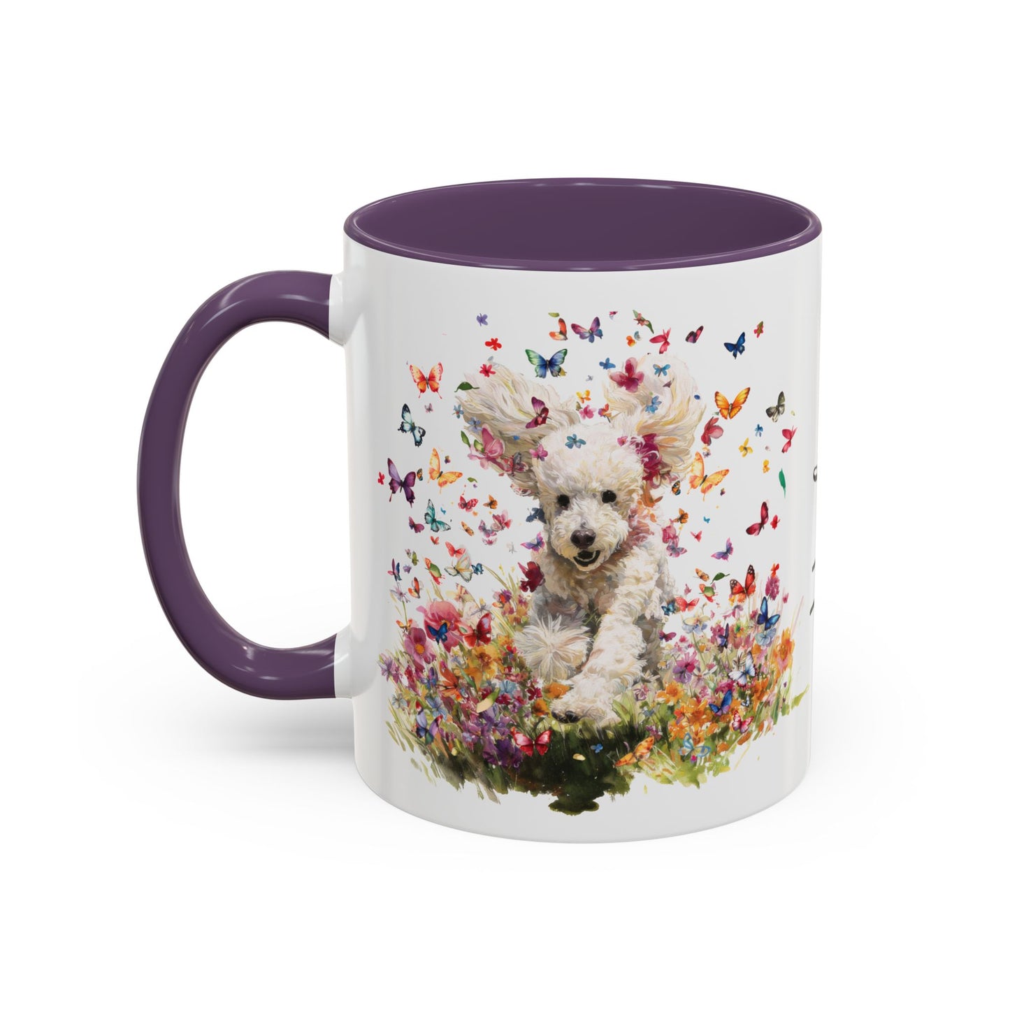 Poodle Butterfly Personalized Accent Mugs, 11oz