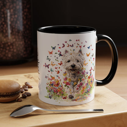 West Highland Terrier #2 Butterfly Personalized Accent Mugs, 11oz