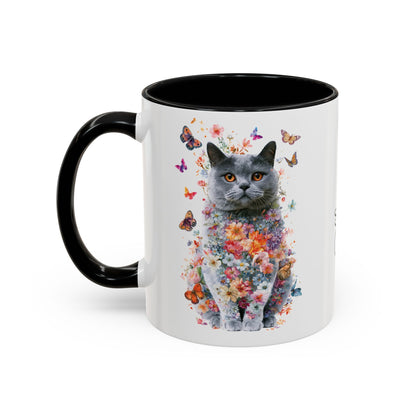 British Blue Cat #2 Personalized Accent Mugs, 11oz