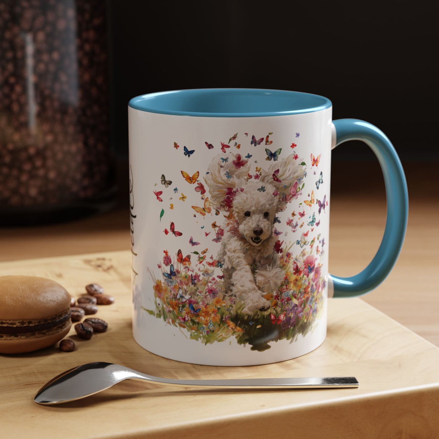 Poodle Butterfly Personalized Accent Mugs, 11oz
