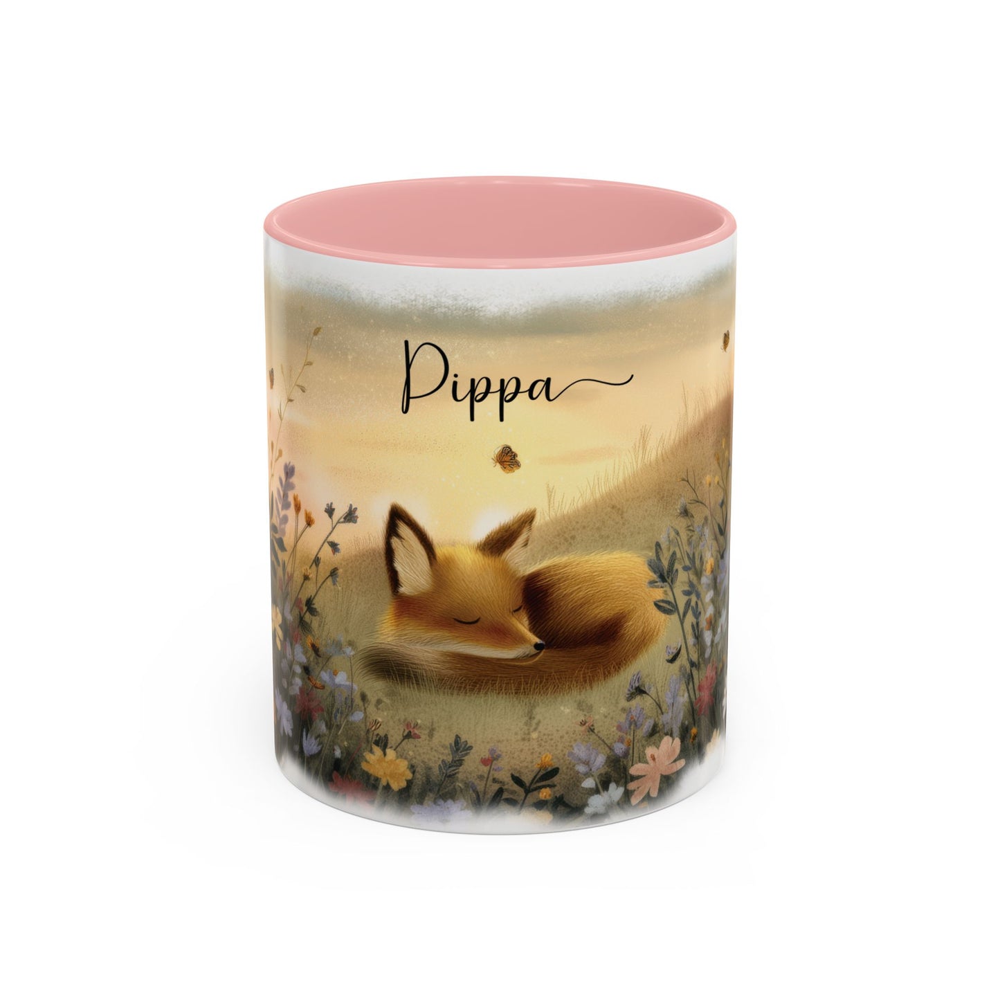 Fox sleeping #1 Personalized Accent Mugs, 11oz