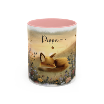 Fox sleeping #1 Personalized Accent Mugs, 11oz