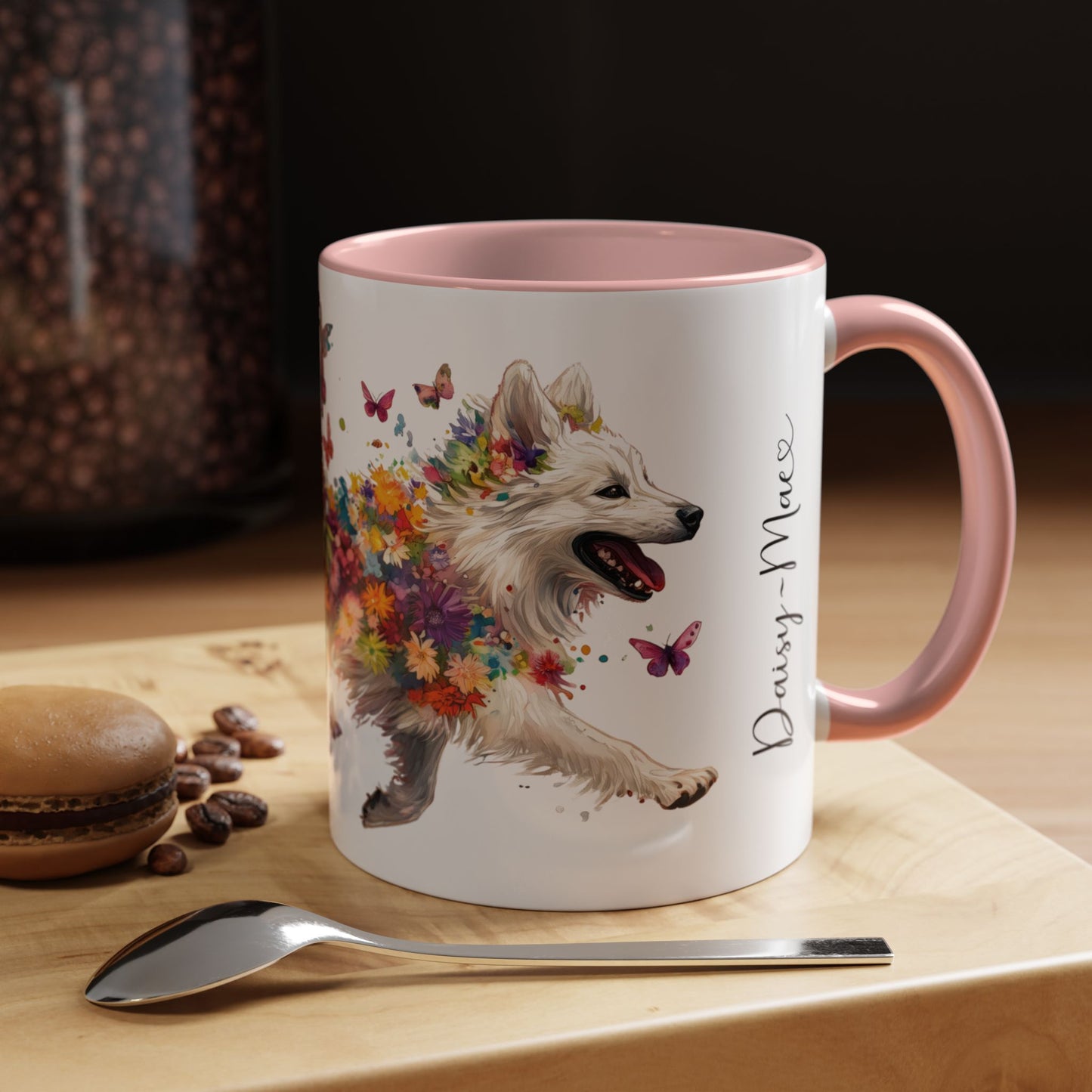 Keeshond #3 Personalized Accent Mugs, 11oz