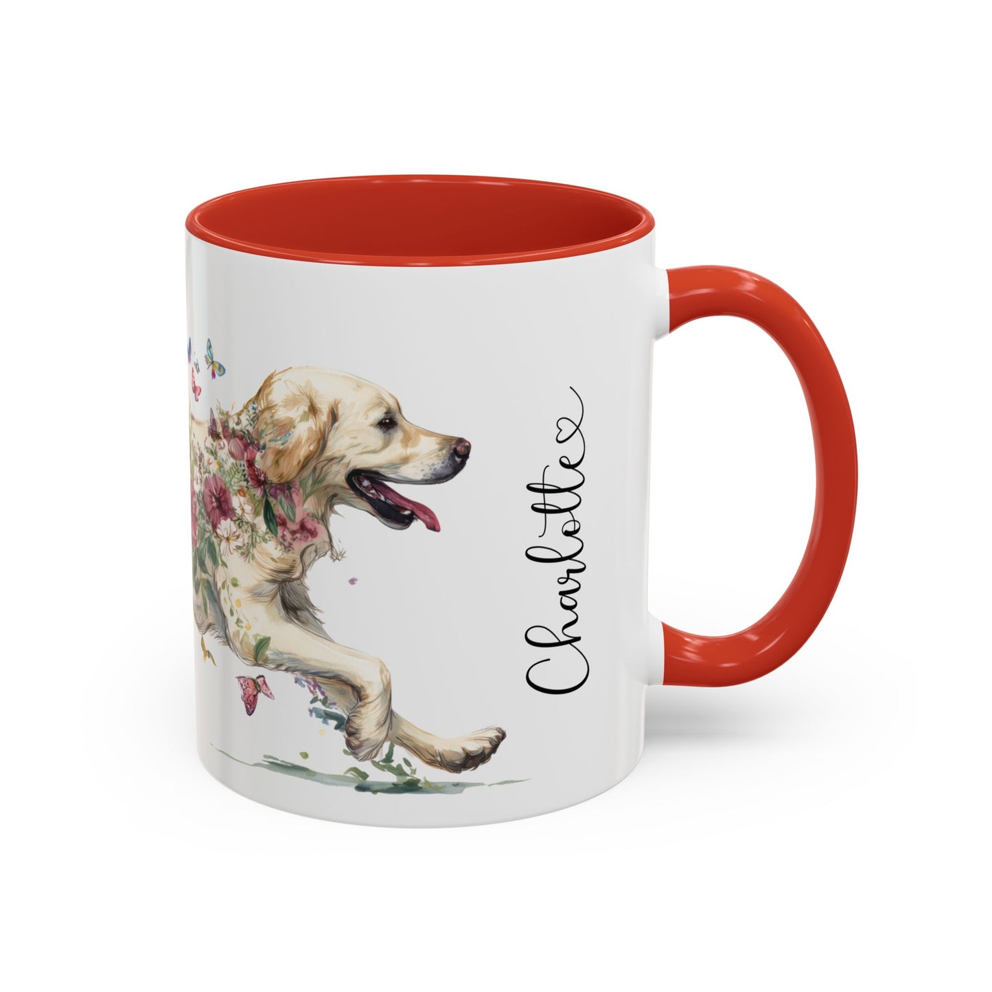 Cream Golden Retriever Personalized Accent Mugs, 11oz