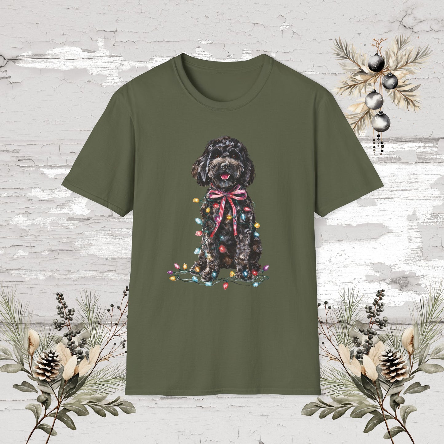 Cockapoo/Cavoodle Fairy Lights Christmas T shirt.