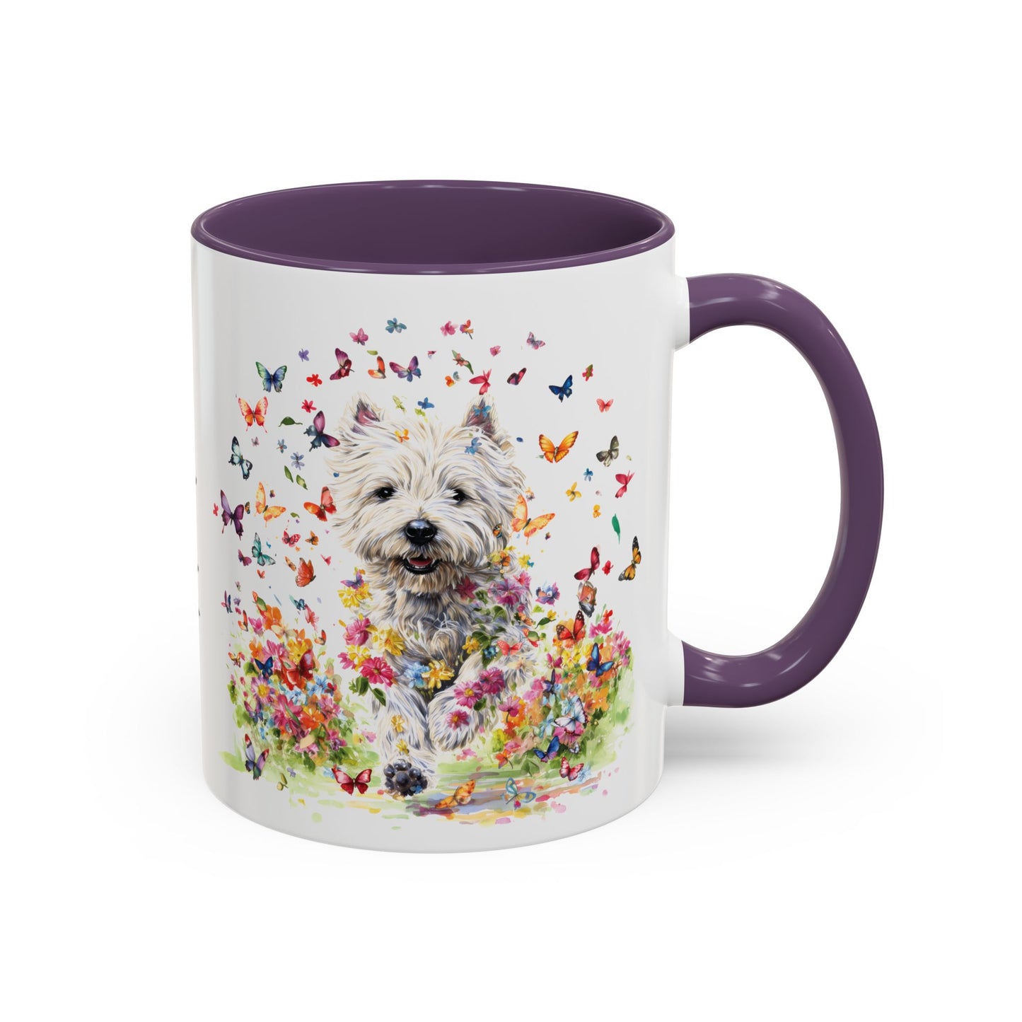 West Highland Terrier #2 Butterfly Personalized Accent Mugs, 11oz