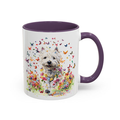 West Highland Terrier #2 Butterfly Personalized Accent Mugs, 11oz