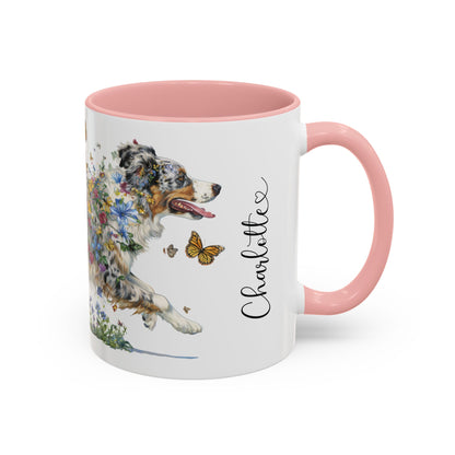 Australian Shepherd (Docked) Blue Merle Personalized Accent Mugs, 11oz