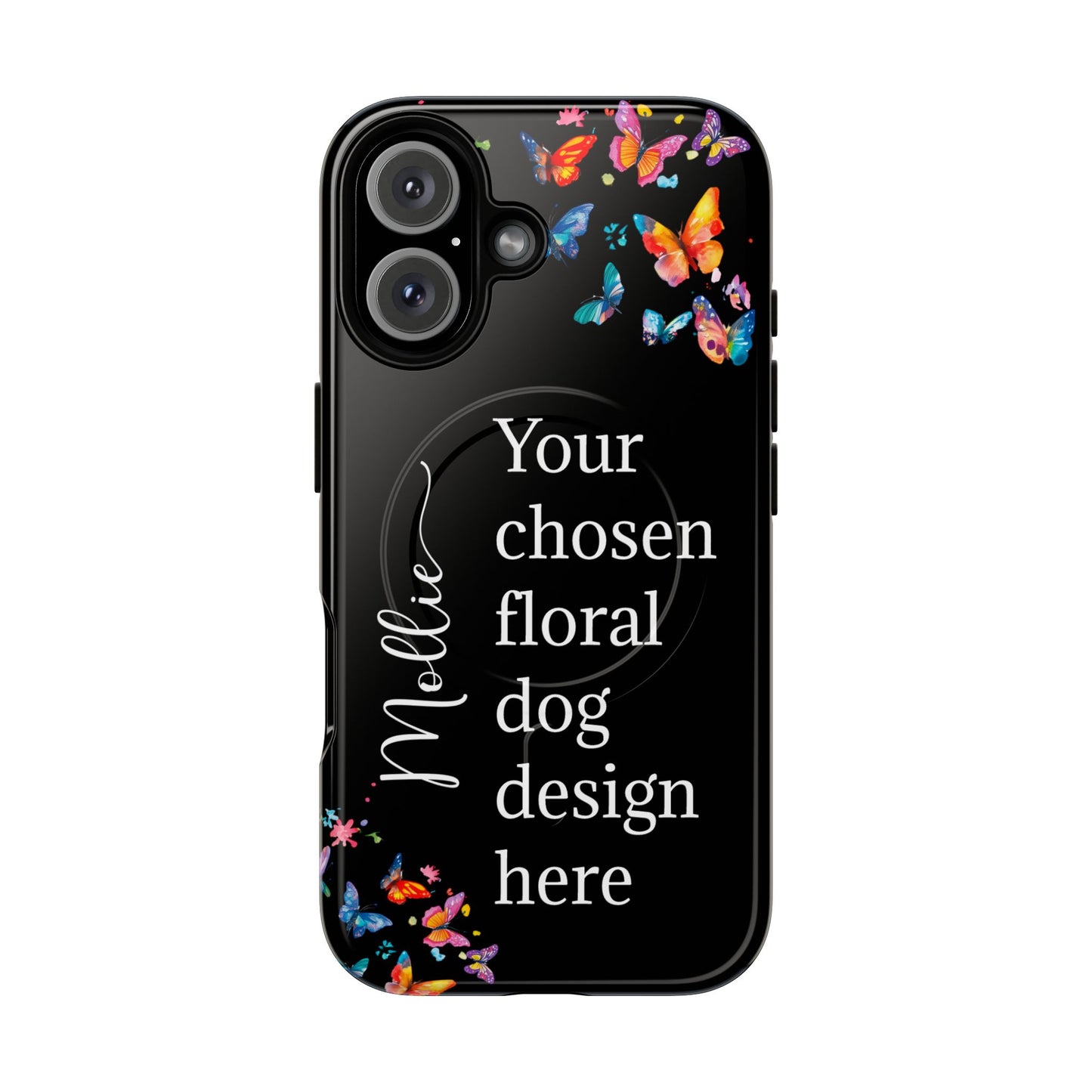 Magnetic Tough iPhone Case, Personalized from ANY OF OUR DESIGNS, Black case.