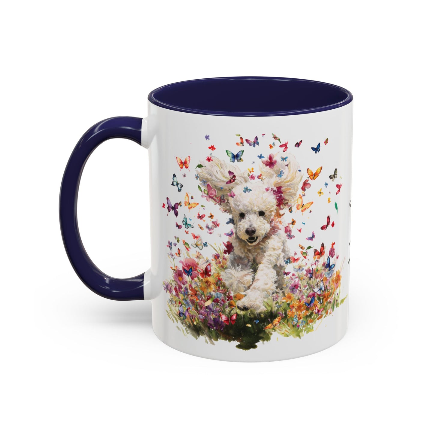 Poodle Butterfly Personalized Accent Mugs, 11oz