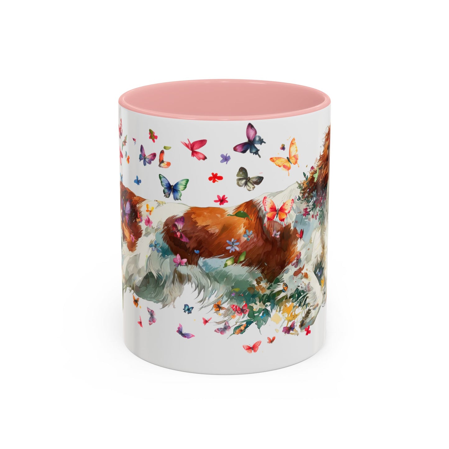 Irish Red & White Setter, Personalized Accent Mugs, 11oz