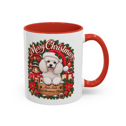 Poodle #4 Merry Christmas, personalised accent colour 11oz mug