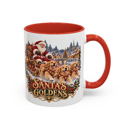 Santa's Goldens, personalised accent colour 11oz mug