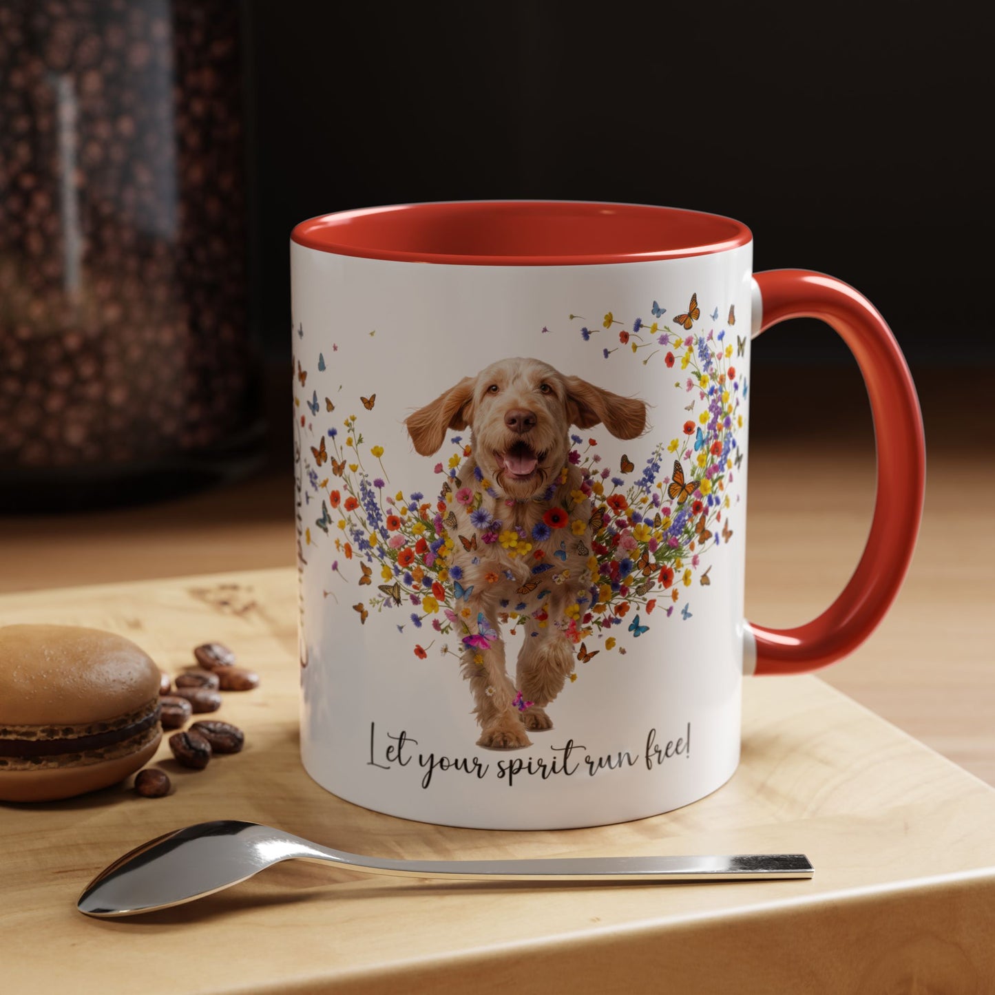 Spinone Italiano #1, Let your spirit run free, personalized colourful Mugs, 11oz