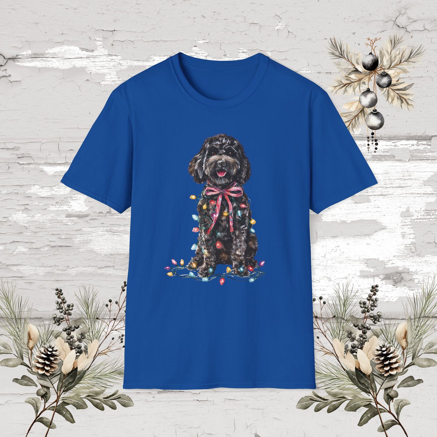 Cockapoo/Cavoodle Fairy Lights Christmas T shirt.