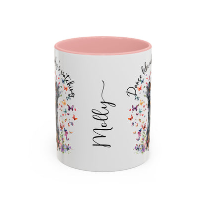 Bernese Mountain Dog "Dance like nobody's watching" personalized colourful Mugs, 11oz