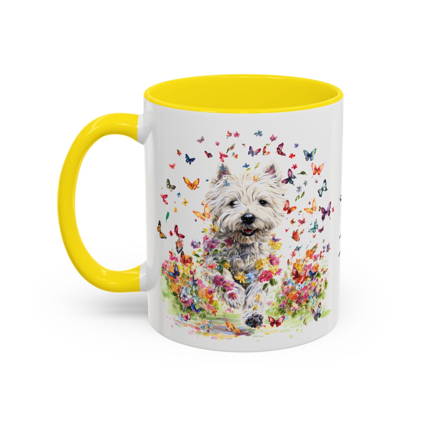 West Highland Terrier #2 Butterfly Personalized Accent Mugs, 11oz