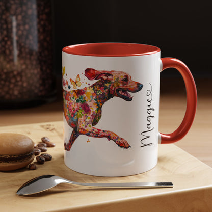 German Short Haired Pointer Personalized Colorful Accent Mugs, 11oz