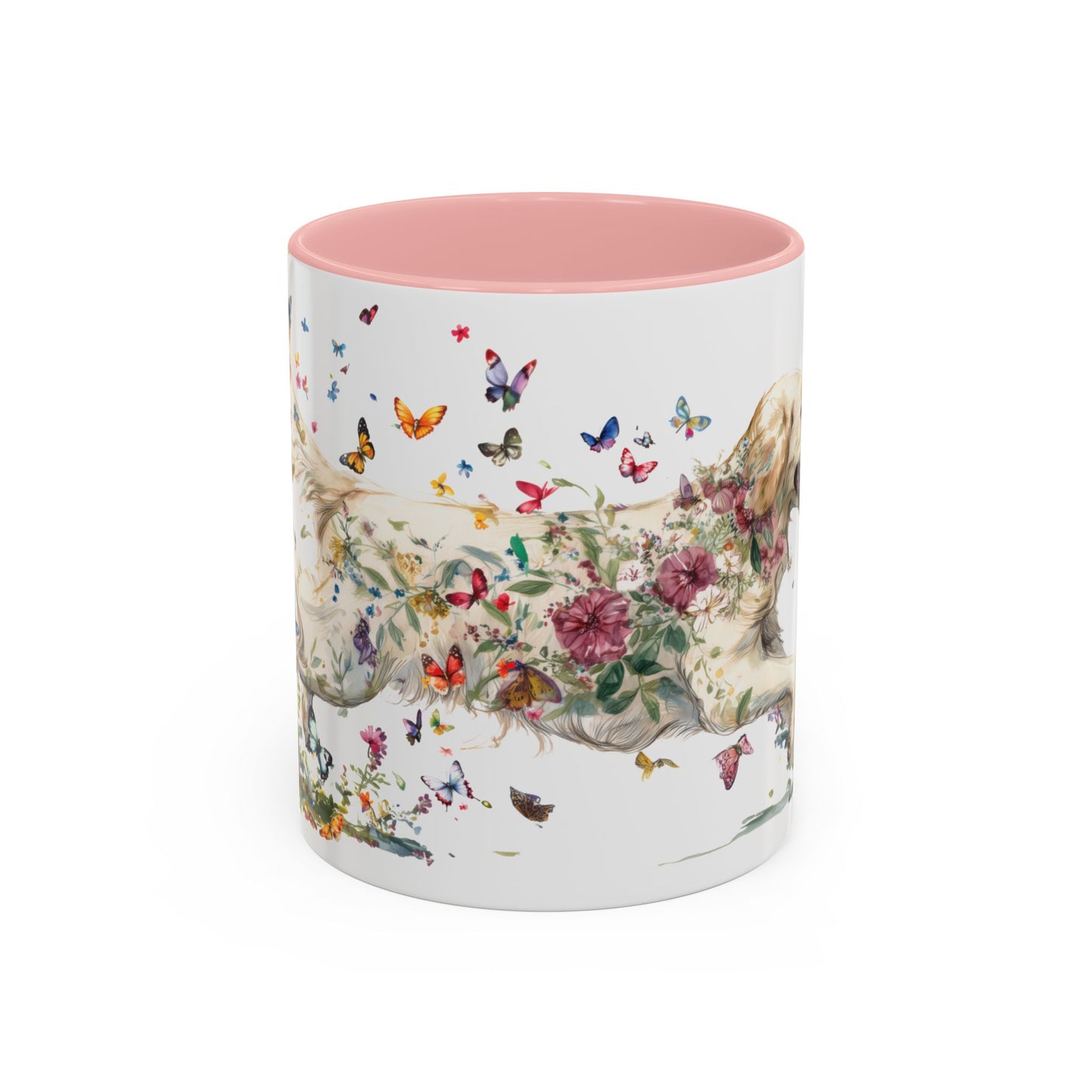 Cream Golden Retriever Personalized Accent Mugs, 11oz