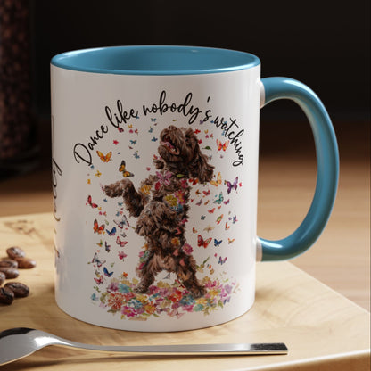 Cockapoo/Cavapoo "Dance like nobody's watching" personalized colourful Mugs, 11oz