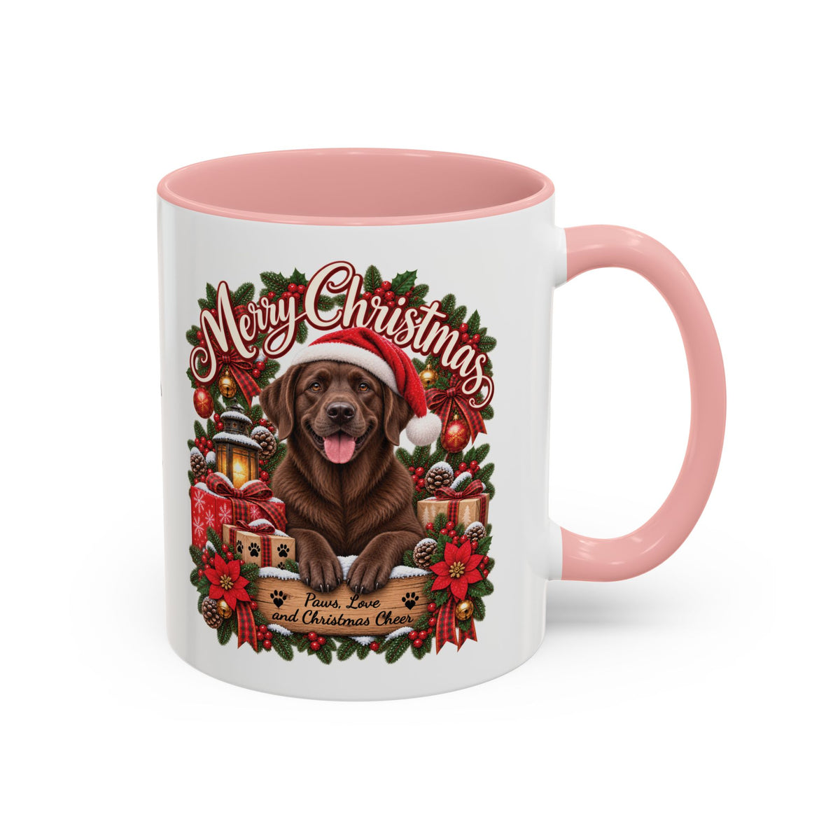 Labrador #3 Merry Christmas, personalised accent colour 11oz mug