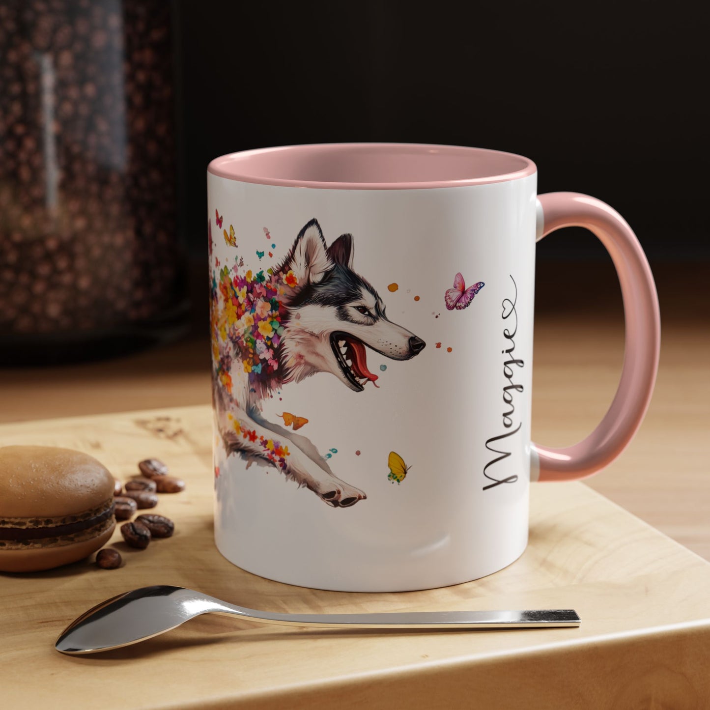 Malamute Personalized Colorful Accent Mugs, 11oz