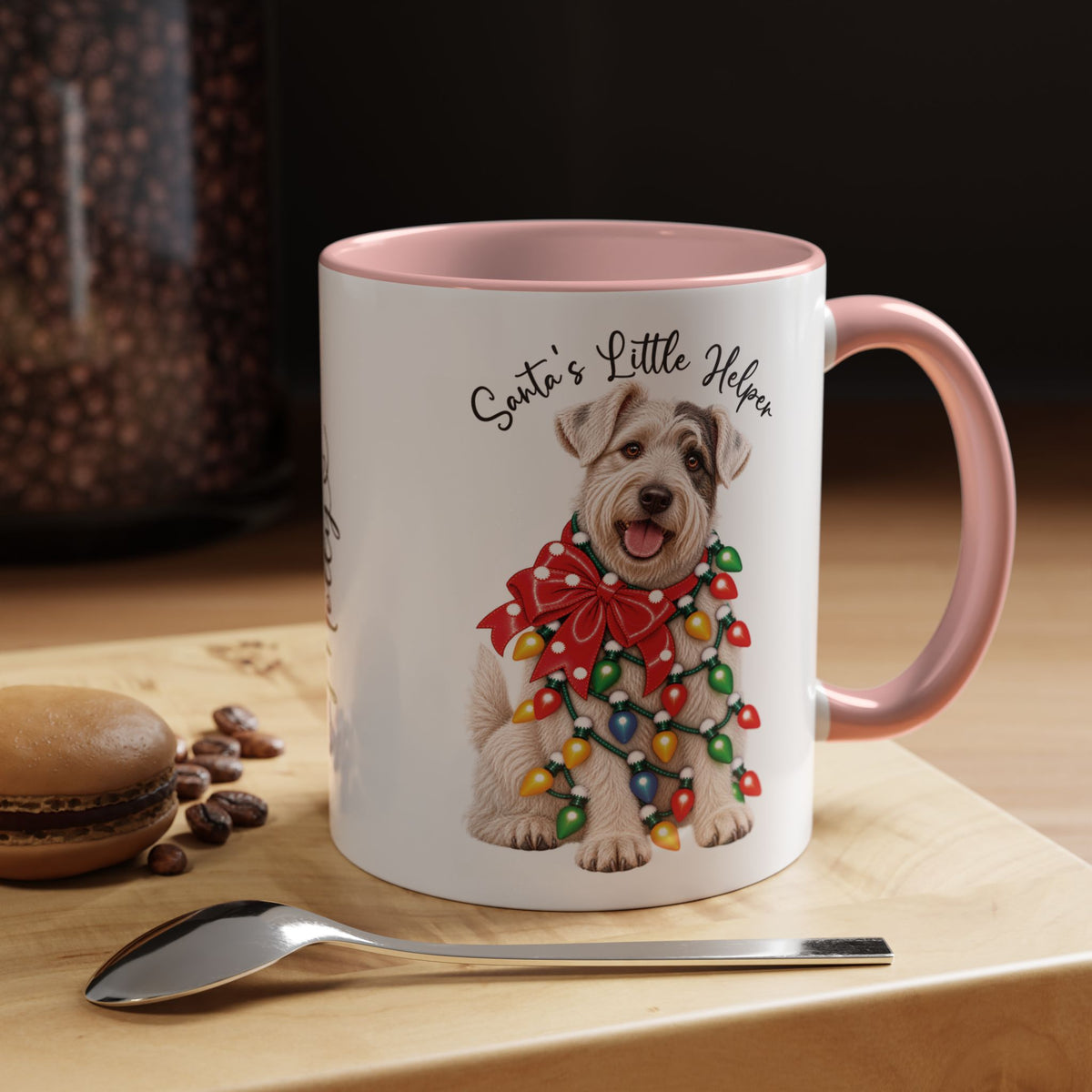 Sealyham Terrier, Santa's little helper, personalised accent colour 11oz mug