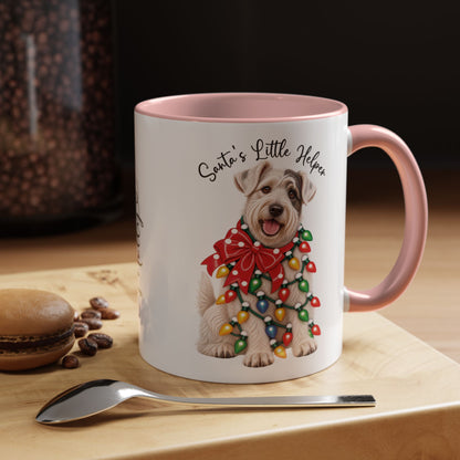 Sealyham Terrier, Santa's little helper, personalised accent colour 11oz mug