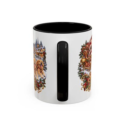 Santa's Goldens, personalised accent colour 11oz mug