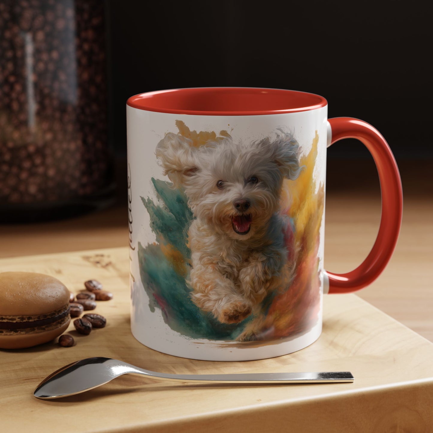 Maltese #2 Paint Colourful Personalised Accent Mugs, 11oz