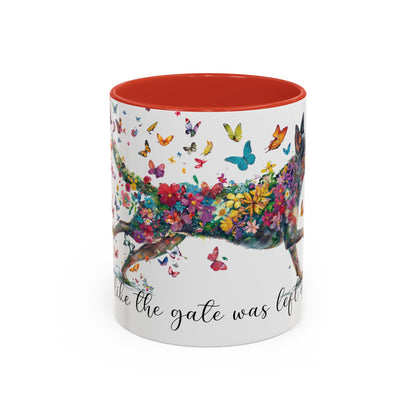 Australian Cattle Dog “Live like the gate was left open" Accent Mugs, 11oz