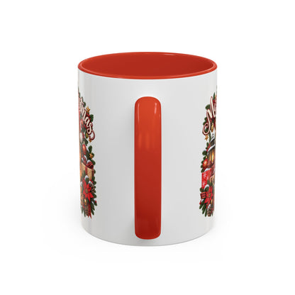 Golden Retriever Merry Christmas, personalised accent colour 11oz mug