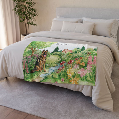 German Shepherd #1 Cottage Garden Personalised Blanket