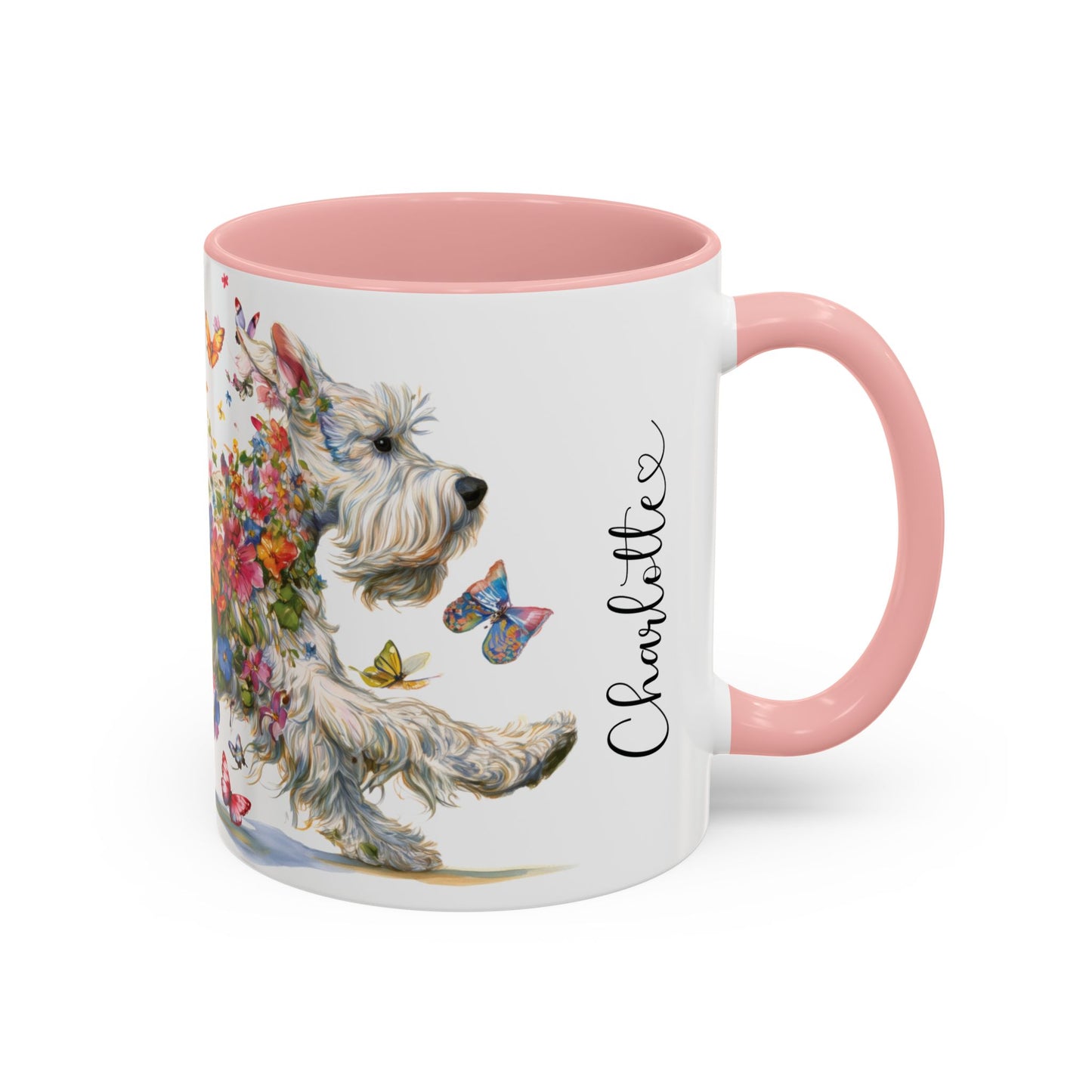 White Schnauzer Personalized Accent Mugs, 11oz